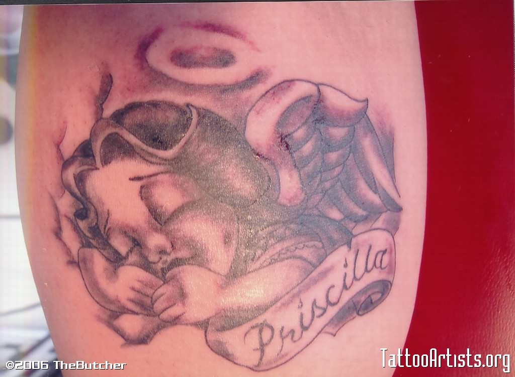 Cute Sleeping Angel Tattoo