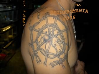 Spider Web Tattoo On Shoulder