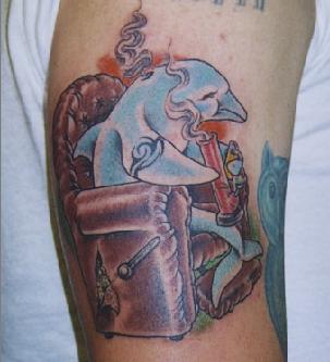 Funky Dolphin Tattoo On Muscles