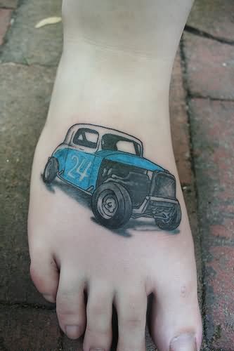 Classic Car Tattoo On Foot