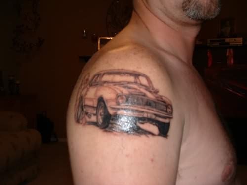 Classic Car Tattoo On Shoulder