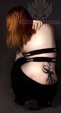 Black Ink Ivy Tattoo On Back