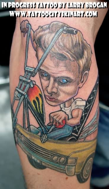 James Dean Bike Cartoon Tattoo