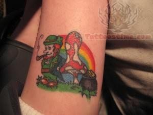 Leprechaun And Rainbow Tattoo