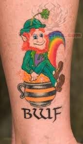 Leprechaun Sitting On Pot Tattoo