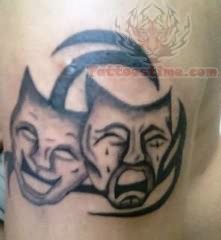 Laughing And Crying Mask Tattoo