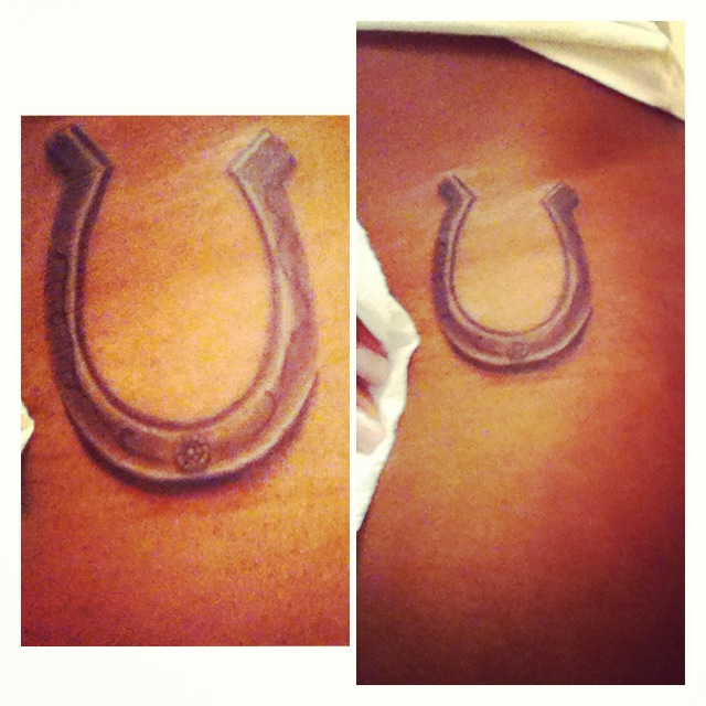 Horseshoe Tattoo On Side Rib