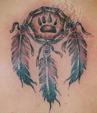 Paw Print And Feather Tattoo