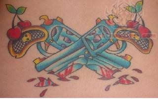 Colorful Pistols Tattoos