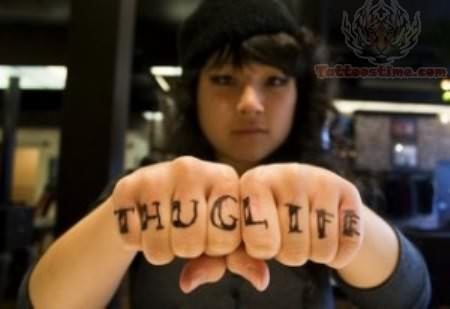 Thug Life Tattoo For Fingers