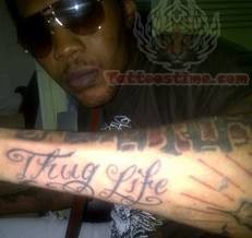 Thug Life Tattoo On Arm Back
