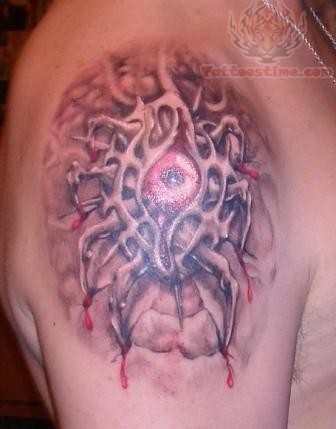 Satan Eye Tattoo On Shoulder