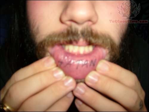 Satan Tattoo On Lip