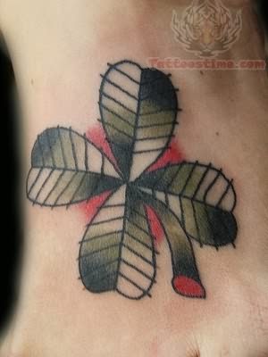 Black And Grey Ink Shamrock Tattoo