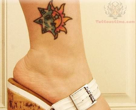 Taino Sun Tattoo On Ankle
