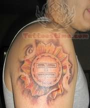 Taino Sun Tattoo On Shoulder For Men