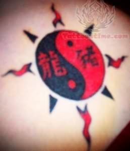 Red Black Ying Yang Tattoo