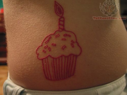 Cupcake And Candle Tattoo