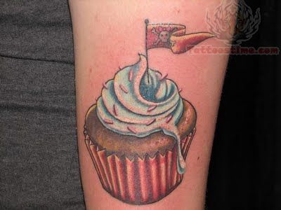 Cupcake And Flag Tattoo