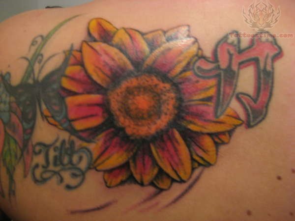 Chrysanthemum Flower Tattoo On Back