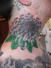 Chrysanthemum Tattoo On Neck