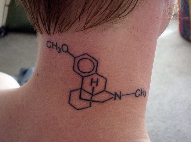 Drug Formula Tattoo On Back Neck