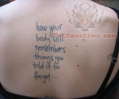 Upper Back Literary Tattoo For Girls