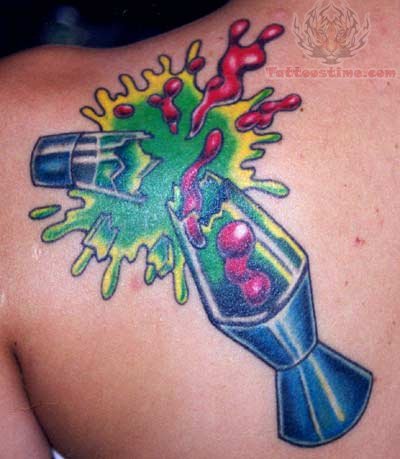 Broken Lamp Tattoo On Back Shoulder