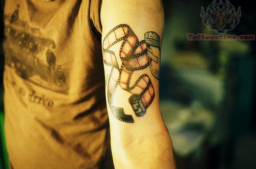 Cinema Tattoo On Biceps