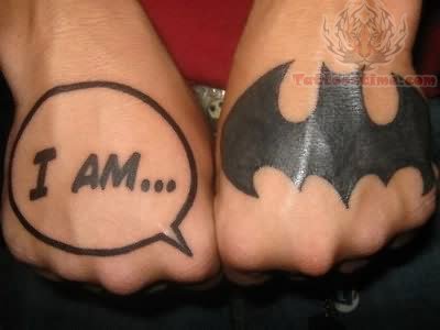 Bat Man Circle Tattoo On Hand