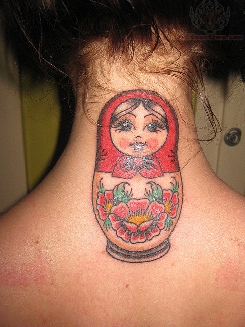 Matryoshka Back Neck Tattoo