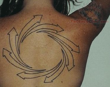 Spiral Arrow Tattoo On Back