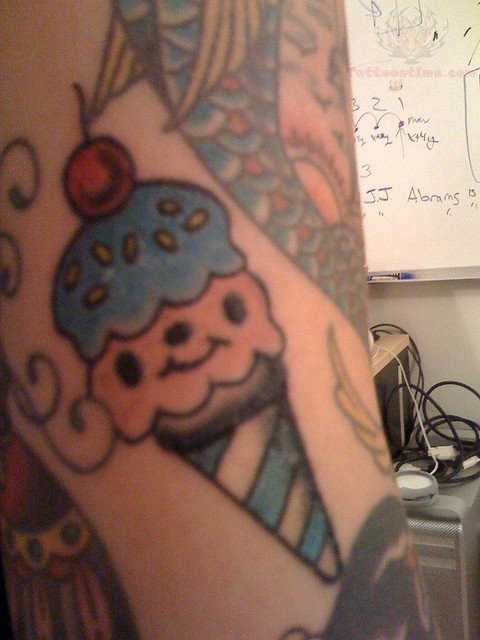 Smiley Ice Cream Cone Tattoo