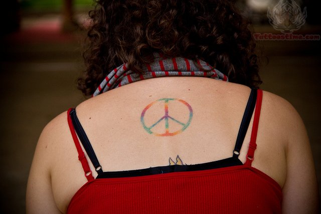 Upperback Peace Tattoo For Girls