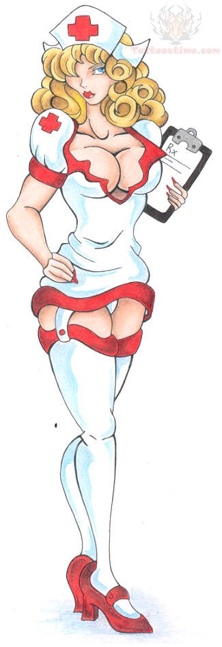 White Dressed Nurse Tattoo Design