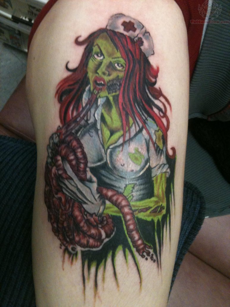 Zombie Color Nurse Tattoo
