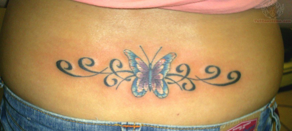 Tribal Butterfly Tailbone Tattoo