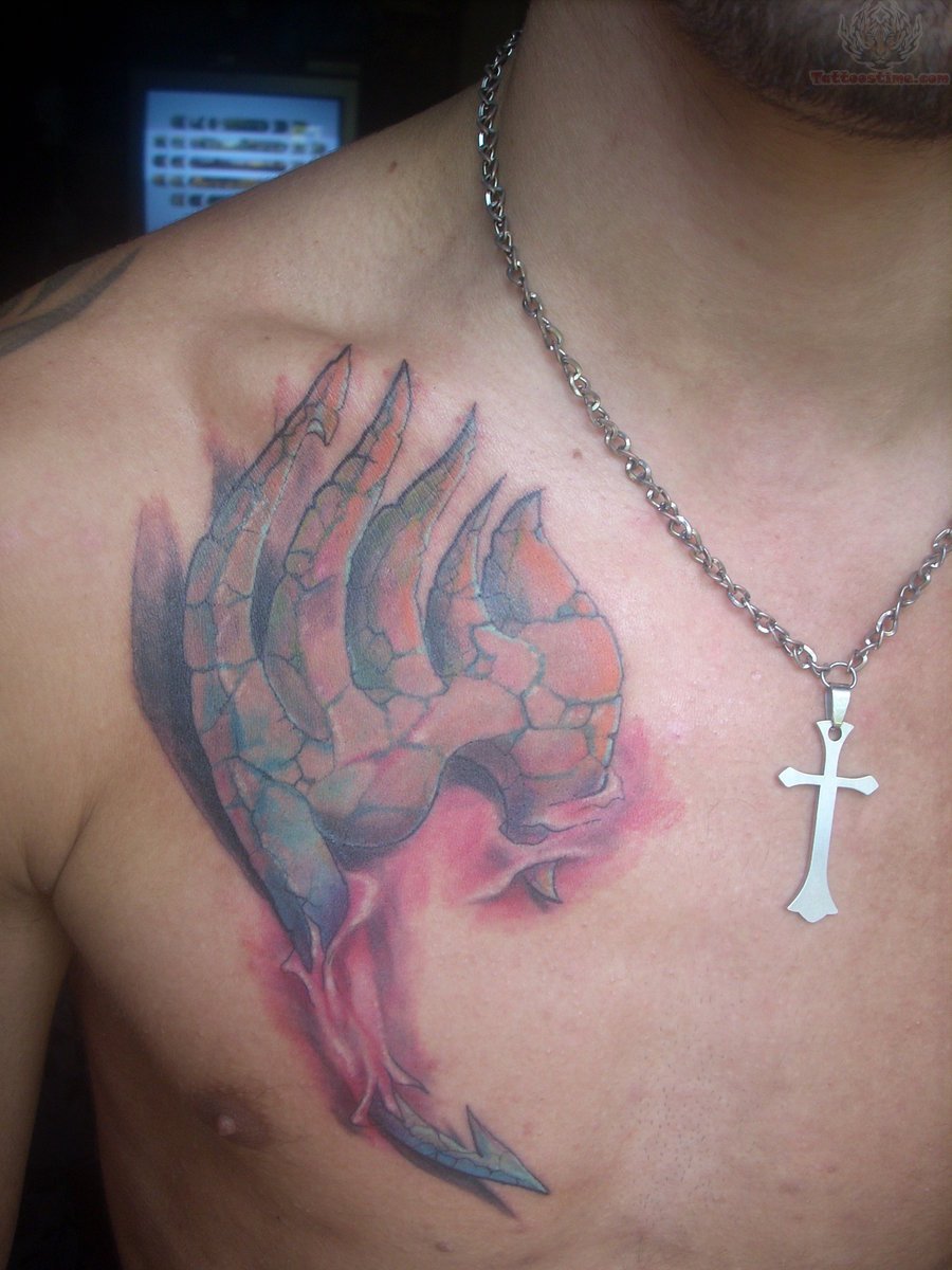 3D Fairy Tail Tattoo On Chest