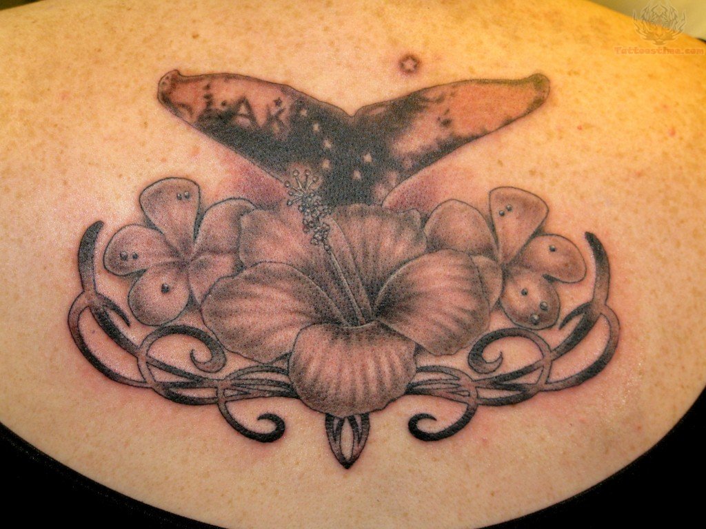Whale Tail Flower Tattoo