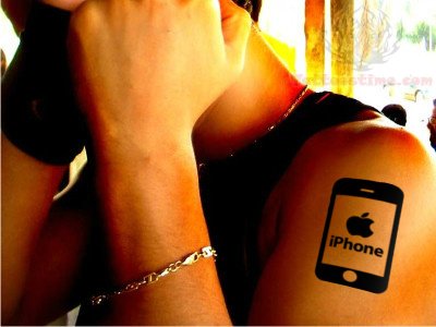 IPhone Tattoo On Guy Shoulder