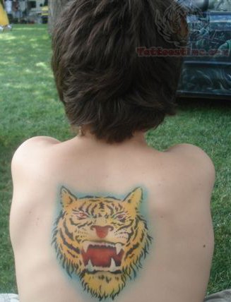 Tiger Head Airbrush Tattoo On Back