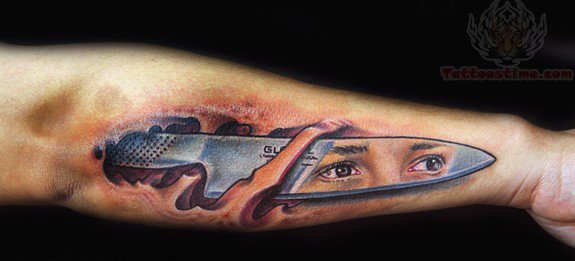 Rip Skin Chef Knife Tattoo