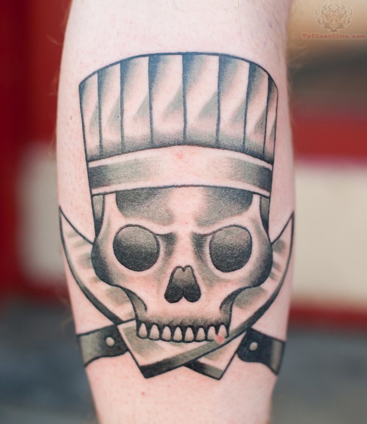 Skull Chef Knife Tattoo