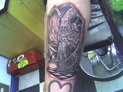 Grey Cthulhu And Heart Tattoo