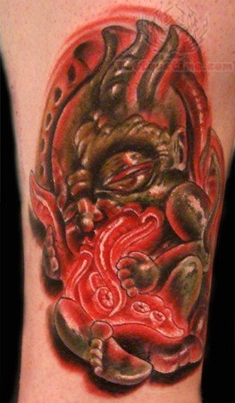 Red ink Cthulhu Tattoo