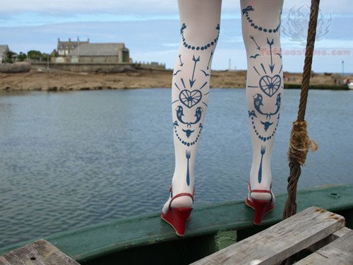 Sailor Fork Tattoos On Back Legs