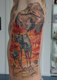 Side Rib Color  Ink Dali Elephant Tattoo
