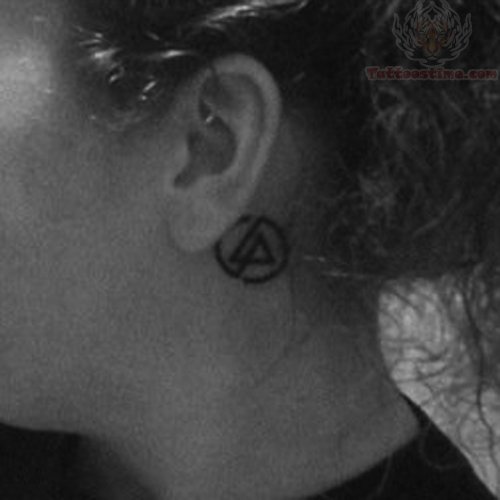 Small Linkin Park Logo Tattoo Behind Ear