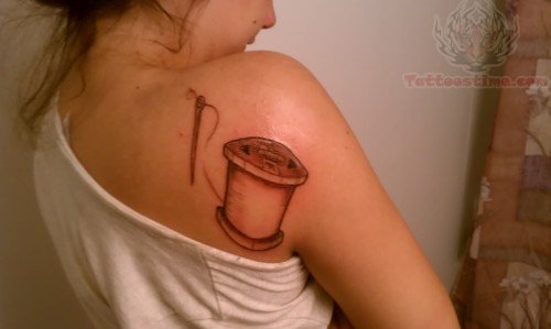 Spool Back Shoulder Tattoo