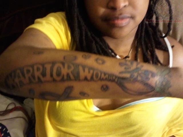 Warrior Woman Spoon Tattoo On Arm